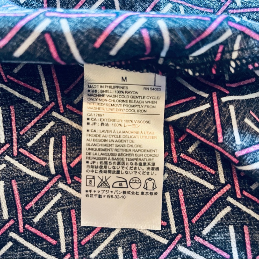 BANANA REPUBLIC Factory Geo Print Peplum Top Sleeveless Tie Shoulder Sz M - Picture 7 of 9